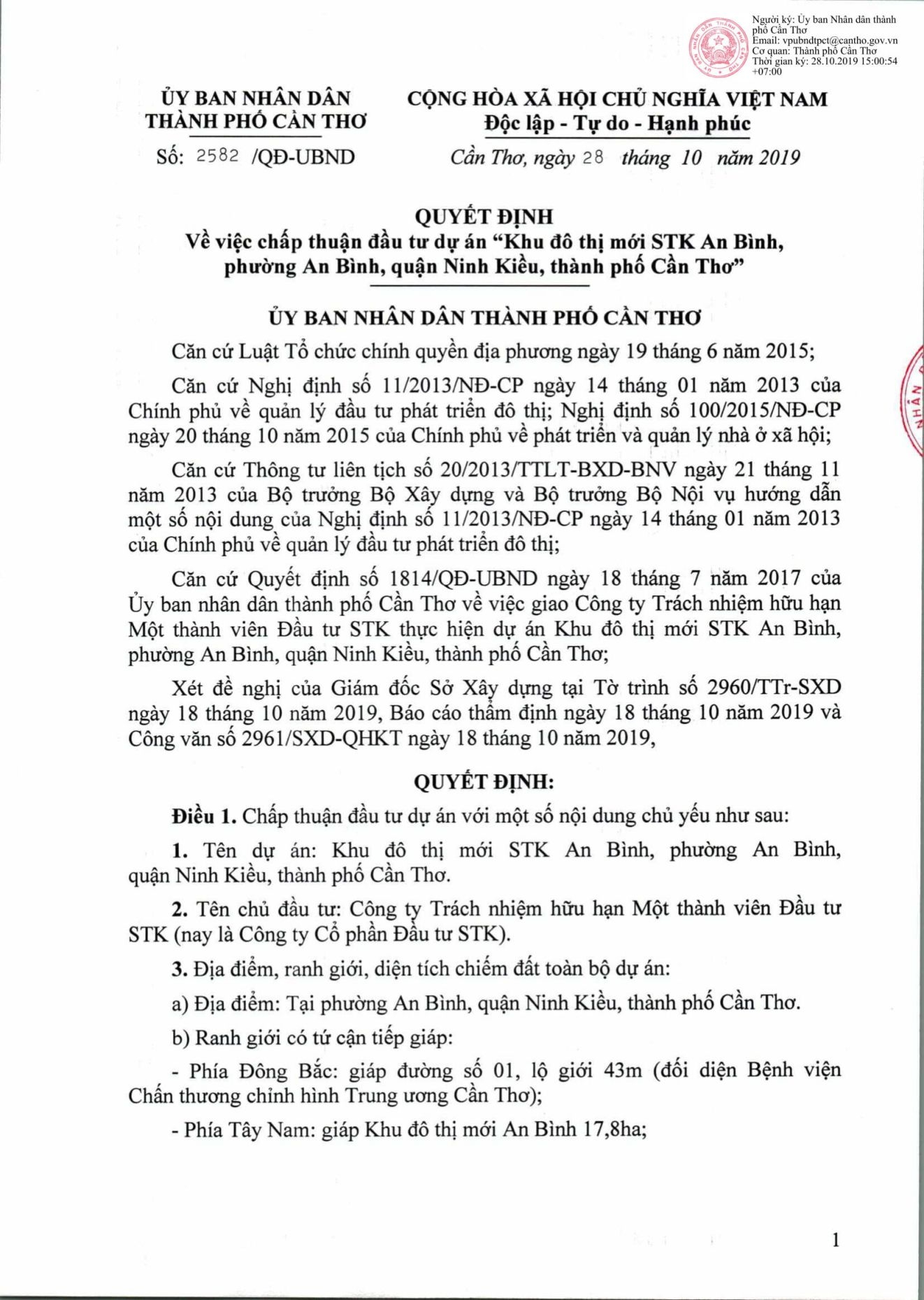 Pháp lý của khu dân cư STK An Bình Cần Thơ