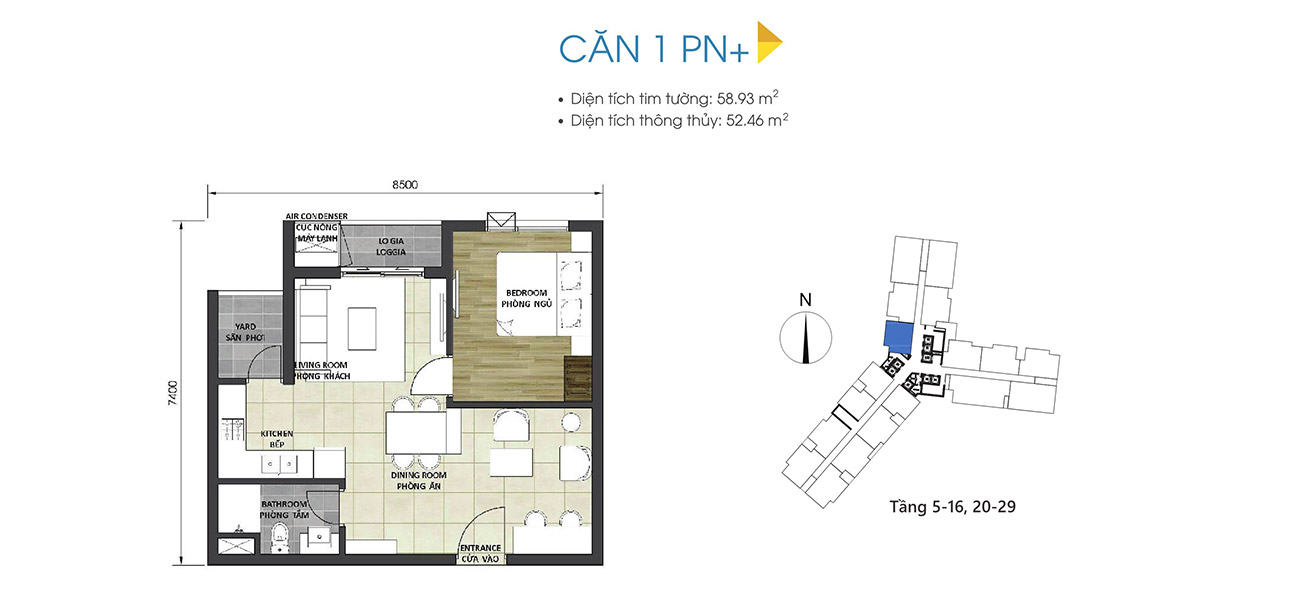 Thiết kế chi tiết căn hộ 1 phòng ngủ + dự án D-Homme Quận 6 đường Hồng Bàng