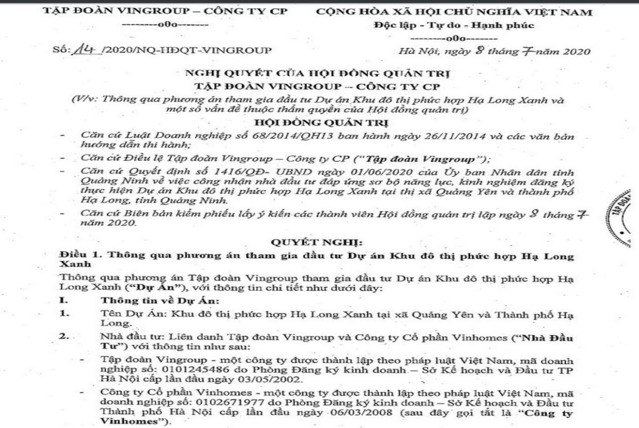 Vinhomes Hạ Long Xanh 52 Pháp lý đầy đủ dự án Vinhomes Hạ Long Xanh Quảng Ninh
