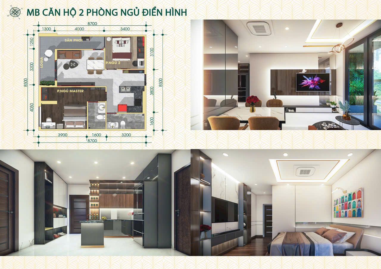 Thiết Kế Căn Hộ 2 Phòng Ngủ Green Melody Cần Thơ